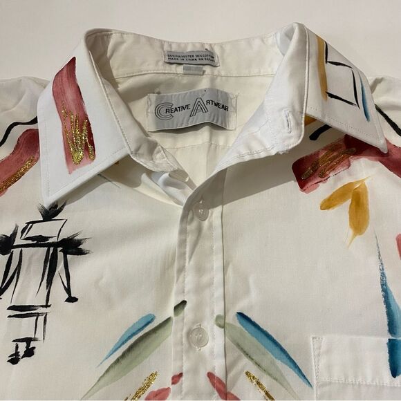 Creative Artwear Hand Painted Button Down Shirt Signed By Artist Women's M - Picture 11 of 16